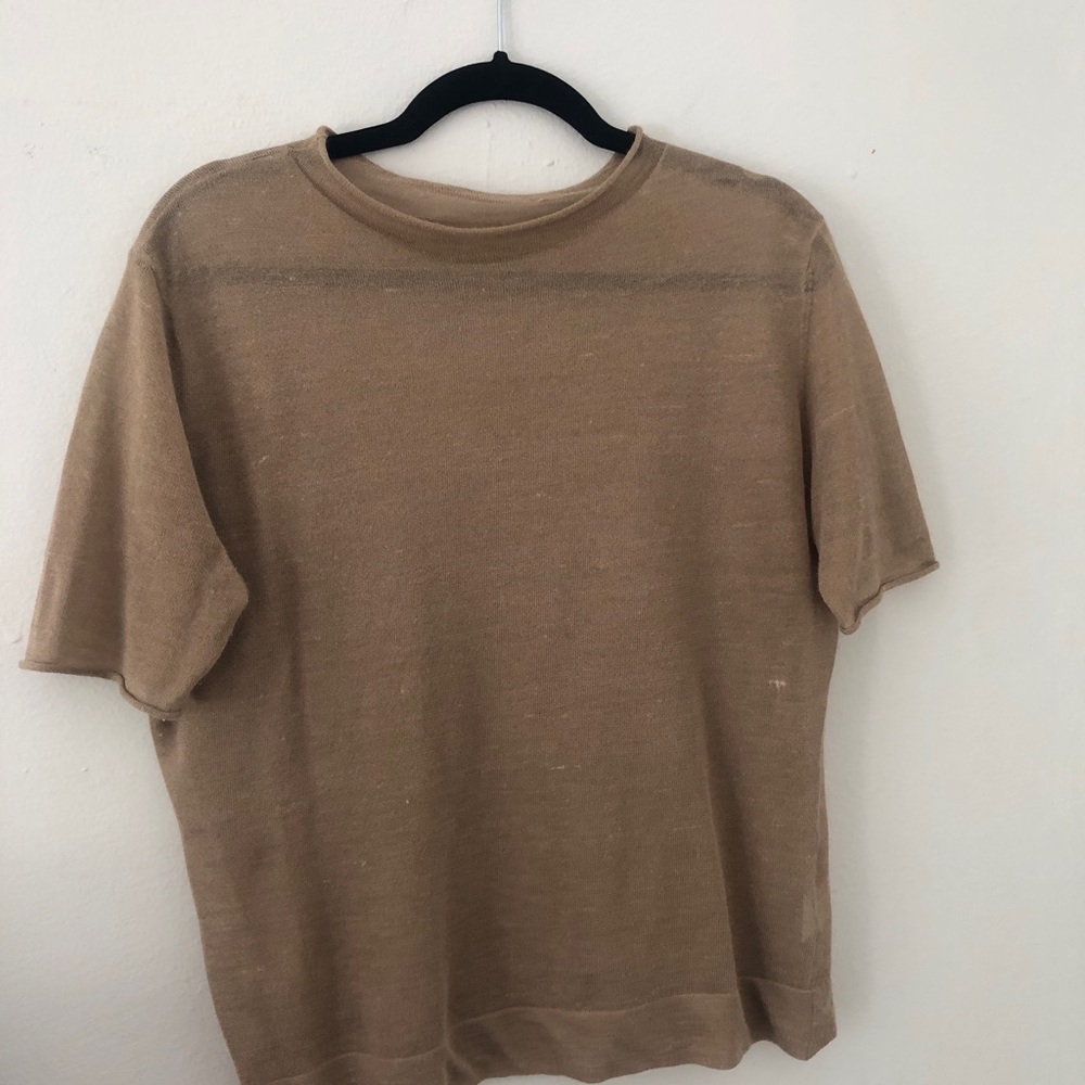 Oatmeal beige linen top by Kallmeyer size Medium linen and viscose